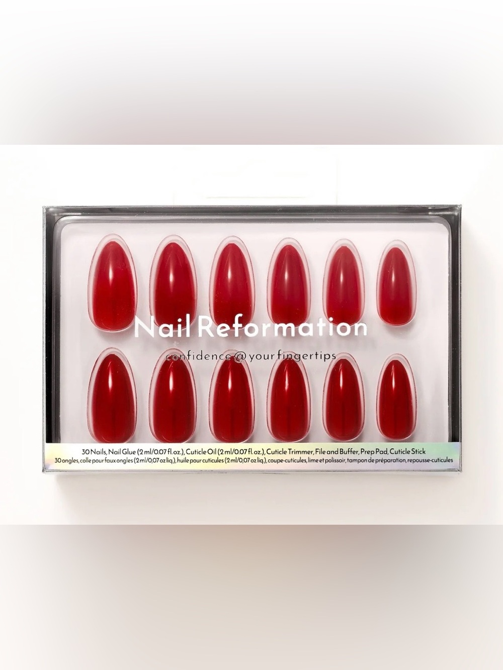 Nail Reformation Medium Almond Press On Nails in BAD BLOOD nib